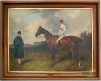 Karel Kinsk, jedin esk vtz Velk nrodn steeplechase v Liverpoolu v r.1883 na klisn Zoedone                               