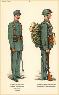 3. nadporučík pěchoty a voják s polní výstrojí
