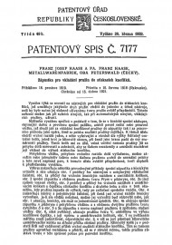 Patentový spis - Franz Josef Haase a Franz Haase (1922)
